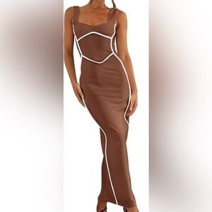 BTFBM Bodycon Contour Square Neck Maxi Dress